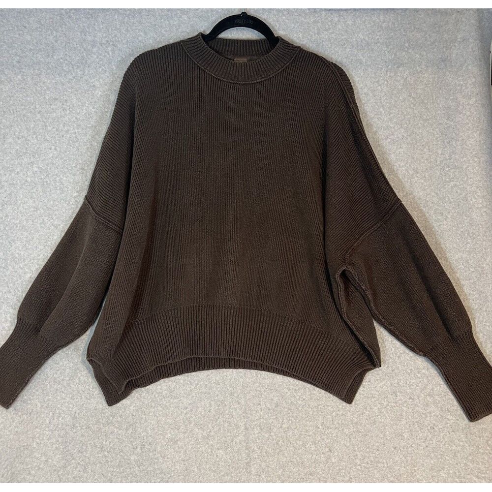 Free People Easy Street Tunic Sweater Womens XS Brown Knit Pullover Oversized